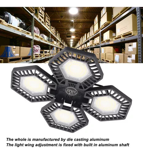 Luz de garaje ajustable LED deformable negra de 80 vatios semiempotrada