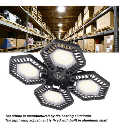 Luz de garaje ajustable LED deformable negra de 80 vatios semiempotrada